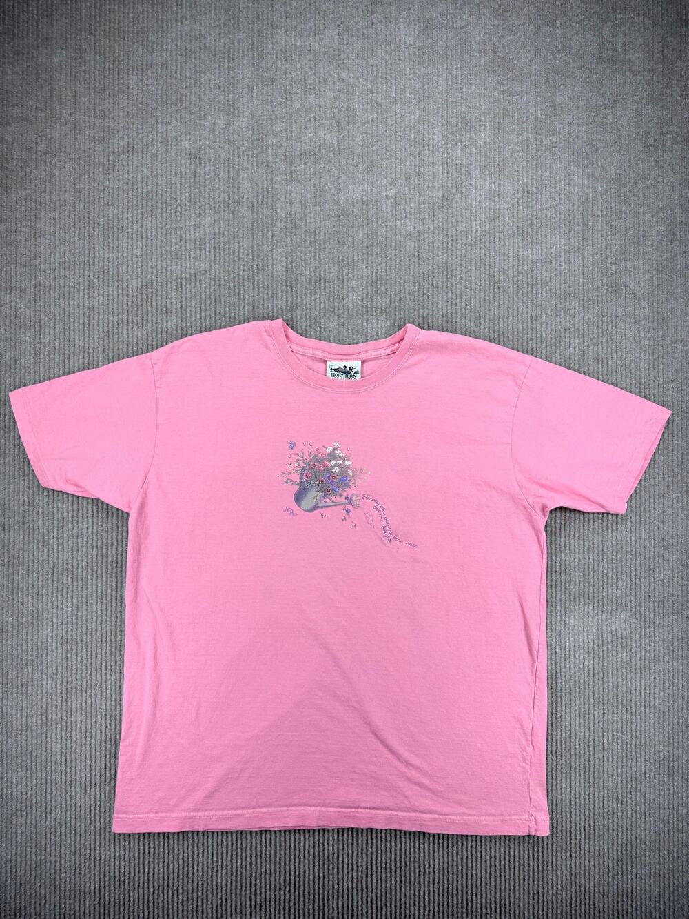 Northern Reflections Pink Floral Watering Can Graphic Tee XL